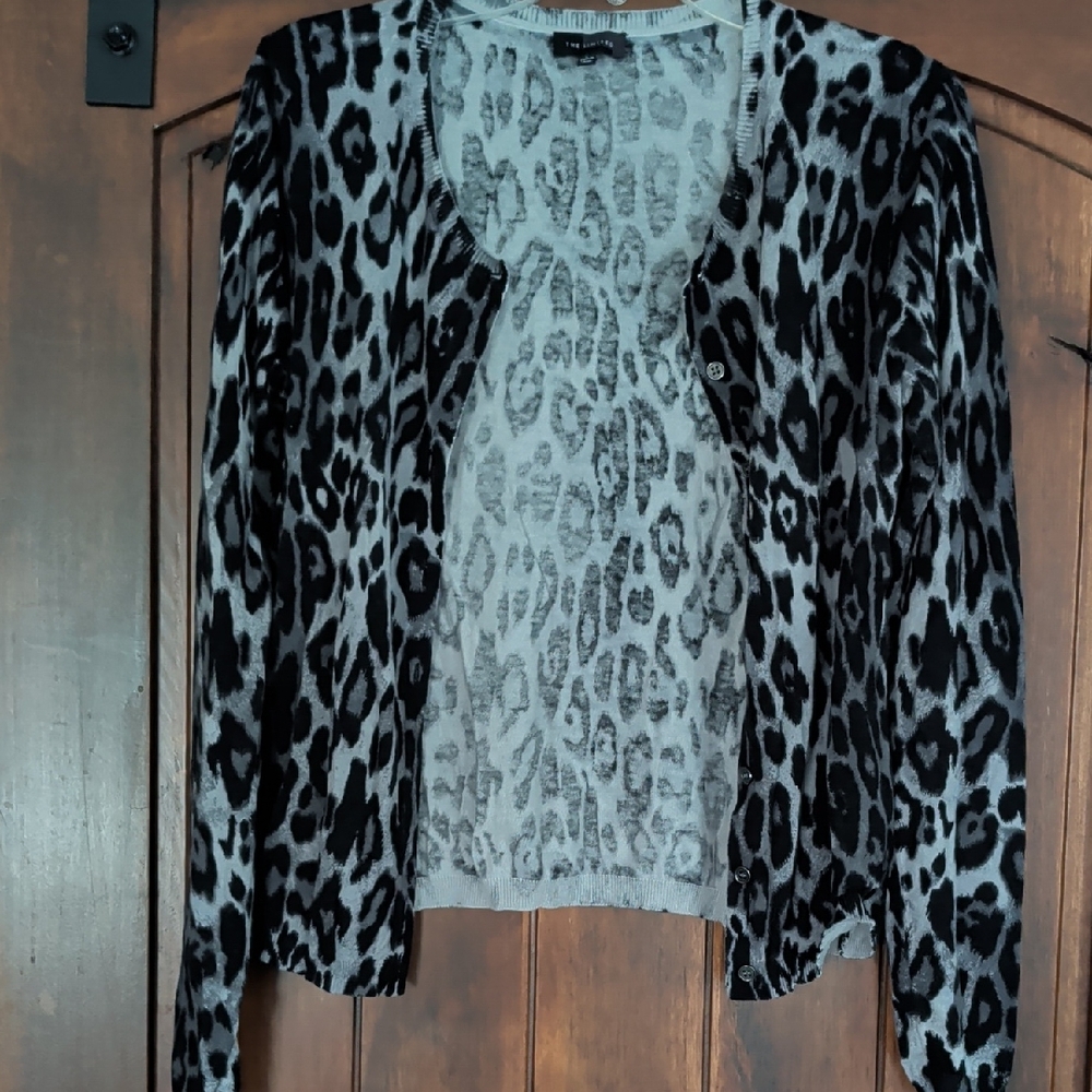 The Limited Black and Gray Leopard Print Cardigan